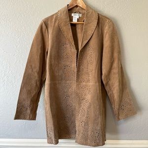 Coldwater Creek Laser Cut Tan Leather Jacket
